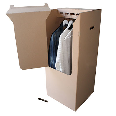 Caisse penderie carton double cannelure 50 x 50 x 120 cm - Housses à vêtements-1