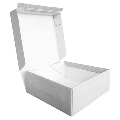 Boîte d'expédition blanche aller-retour fermeture adhésive 44,5x37,9x19,5 cm - Cartons d'expédition, Boîtes carton