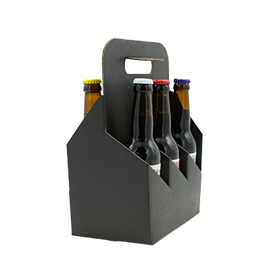 Porte-bouteilles carton kraft 6 bières 75 cl/1L noir 19,5 + 13 x 29 cm, paquet de 30 - Mètres de bières, Emballages pour bouteilles de bières-2