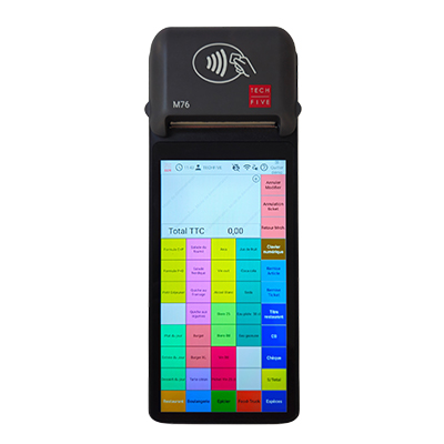 Caisse enregistreuse tactile portable Techfive ECR-76 avec imprimante – tout-en-un mobile - Encaissement mobile