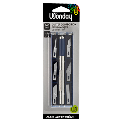 Cutter de précision avec 6 lames - embout aimanté - Cutters