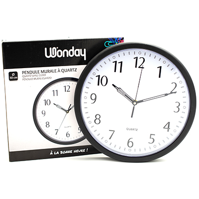 Horloge murale à quartz diamètre 30 cm noir - Horloges-1