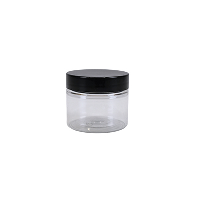 Pot PET cylindrique transparent avec couvercle vissant noir - 50 ml – carton de 760 unités - Bouteilles et pots cylindriques
