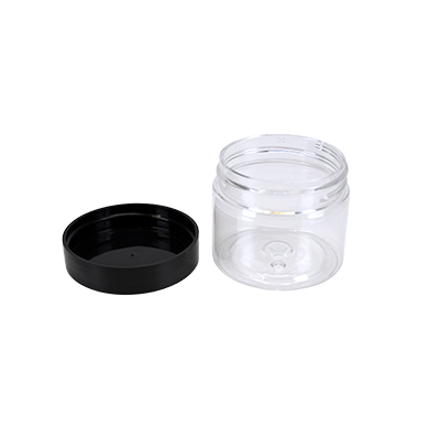 Pot PET cylindrique transparent avec couvercle vissant noir - 50 ml – carton de 760 unités - Bouteilles et pots cylindriques-1