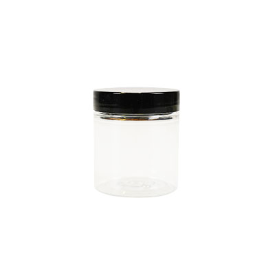 Pot PET cylindrique transparent avec couvercle vissant noir - 75 ml – carton de 616 unités - Bouteilles et pots cylindriques