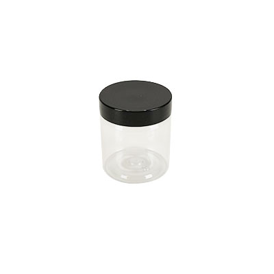 Pot PET cylindrique transparent avec couvercle vissant noir - 75 ml – carton de 616 unités - Bouteilles et pots cylindriques-1
