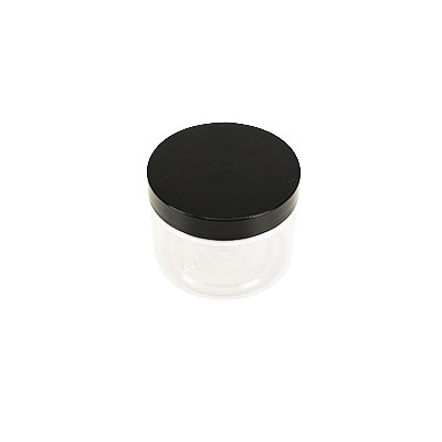 Pot PET cylindrique transparent avec couvercle vissant noir - 150 ml – carton de 315 unités - Bouteilles et pots cylindriques