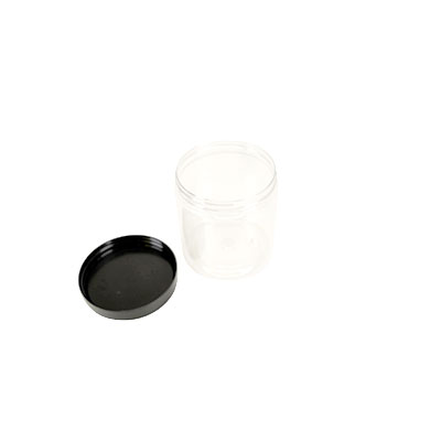 Pot PET cylindrique transparent avec couvercle vissant noir - 250 ml – carton de 135 unités - Bouteilles et pots cylindriques-2
