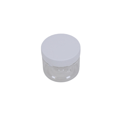 Pot PET cylindrique transparent avec couvercle vissant blanc - 50 ml – carton de 760 unités - Bouteilles et pots cylindriques-1