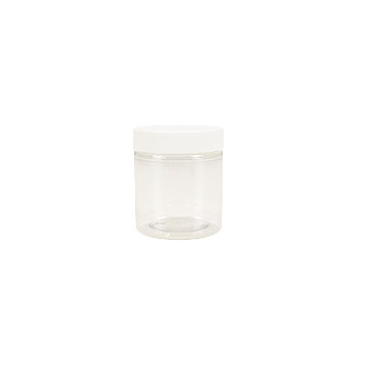 Pot PET cylindrique transparent avec couvercle vissant blanc - 75 ml - carton de 616 unités - Bouteilles et pots cylindriques-1
