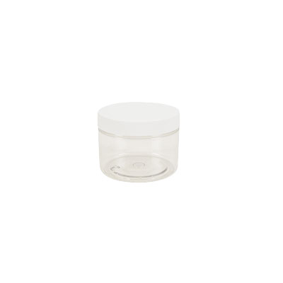 Pot PET cylindrique transparent avec couvercle vissant blanc - 150 ml – carton de 315 unités - Bouteilles et pots cylindriques-1