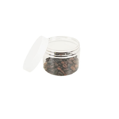 Pot PET cylindrique transparent avec couvercle vissant blanc - 150 ml – carton de 315 unités - Bouteilles et pots cylindriques-2