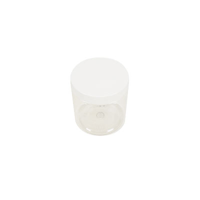 Pot PET cylindrique transparent avec couvercle vissant blanc - 250 ml – carton de 135 unités - Bouteilles et pots cylindriques
