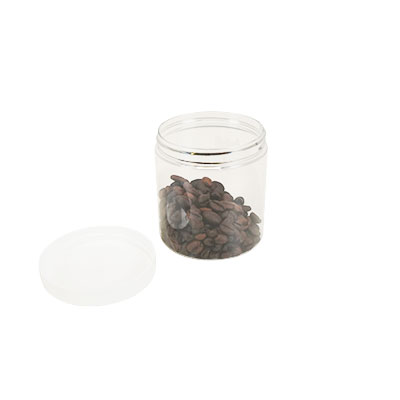 Pot PET cylindrique transparent avec couvercle vissant blanc - 250 ml – carton de 135 unités - Bouteilles et pots cylindriques-2