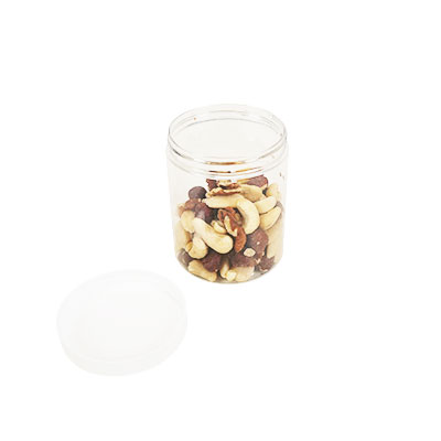 Pot PET cylindrique transparent avec couvercle vissant blanc - 300 ml – carton de 212 unités - Bouteilles et pots cylindriques-2