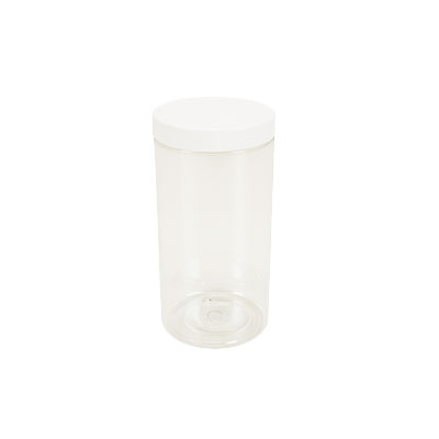 Pot PET cylindrique transparent avec couvercle vissant blanc - 500 ml – carton de 135 unités - Bouteilles et pots cylindriques