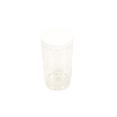 Pot PET cylindrique transparent avec couvercle vissant blanc - 500 ml – carton de 135 unités - Bouteilles et pots cylindriques-1