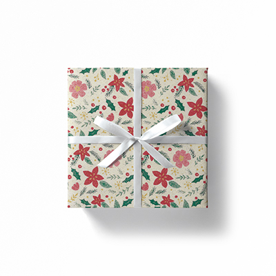 Papier cadeau herbe fleurs rouge/rose 70 cm x 25 m 65 g/m² – le rouleau - Papiers cadeaux kraft à motifs-2
