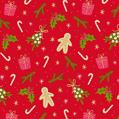 Papier cadeau couché rouge motifs Noël vert 70 cm x 50 m 80 g/m² – le rouleau - Papiers cadeaux à motifs
