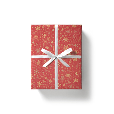 Papier cadeau kraft brun rouge flocons or 70 cm x 50 m 65 g/m² – le rouleau - Papiers cadeaux kraft à motifs-2