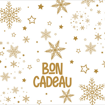 Bon cadeau blanc flocons or 12x12cm + enveloppe adhésive – Paquet de 12 - Bons cadeaux