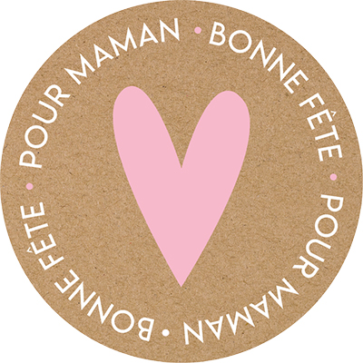 Étiquettes Fête des mères, étiquettes cadeaux Bonne Fête pour Maman ø 65 mm brun / rose - Étiquettes cadeaux adhésives