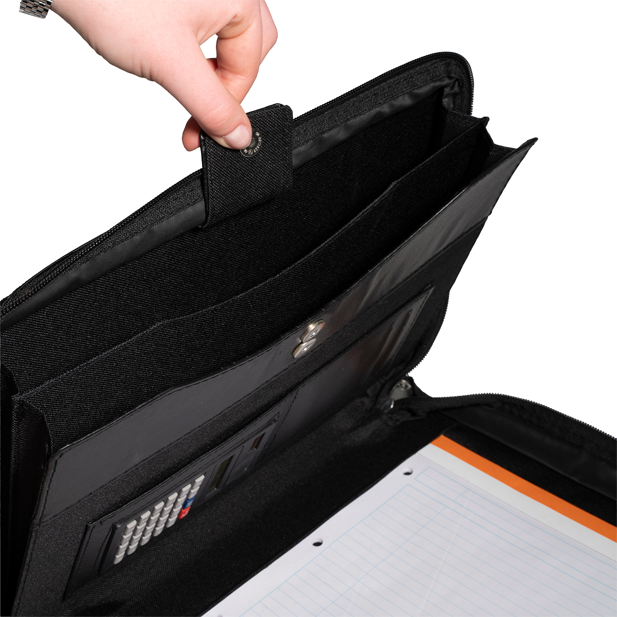 Conférencier zippé Exawallet A4 avec calculatrice – Dossier de conférence - Noir - Porte-blocs et Porte-documents-4