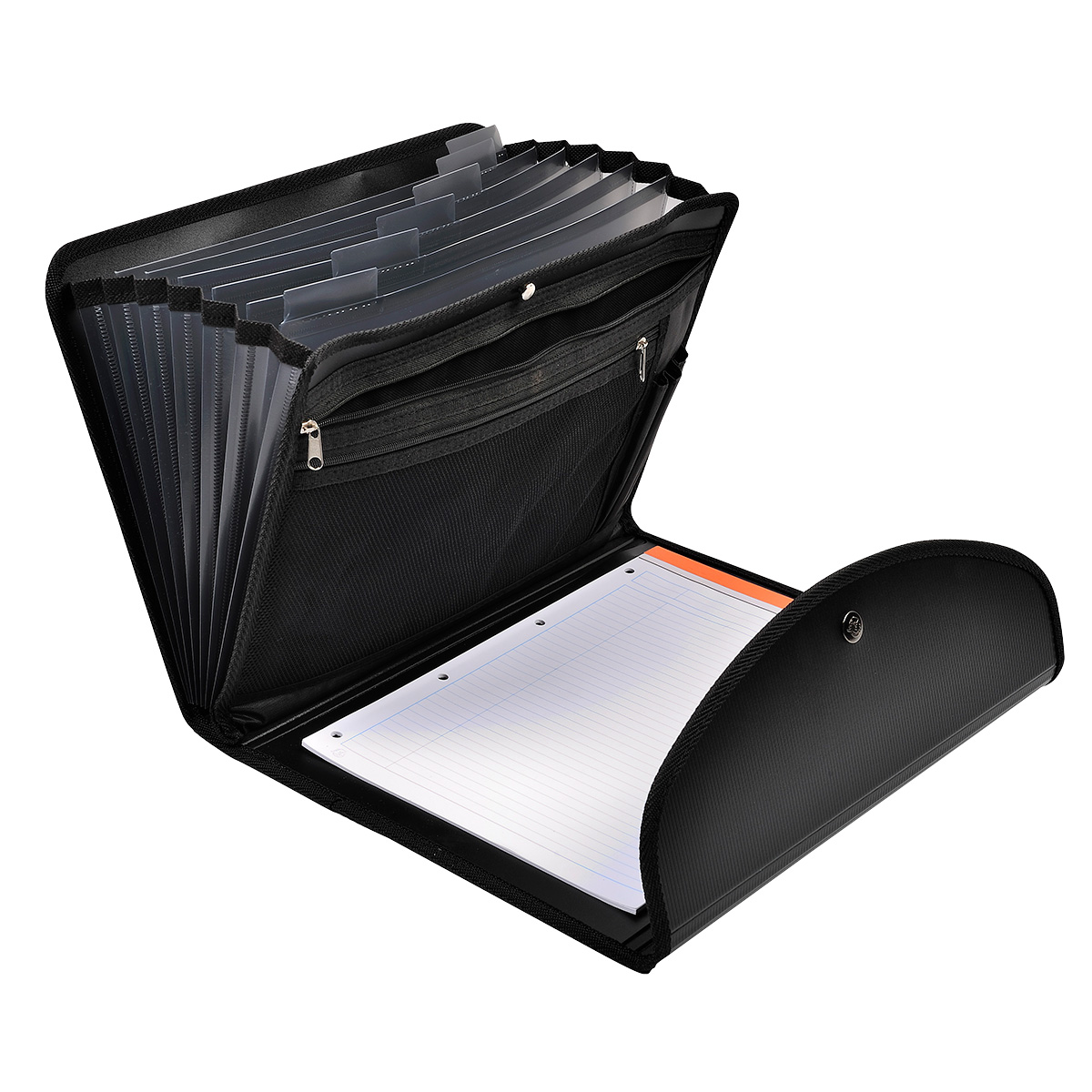 Trieur valisette 6 compartiments Exafolio A4 avec porte-bloc – Trieur conférencier - Noir - Porte-blocs et Porte-documents