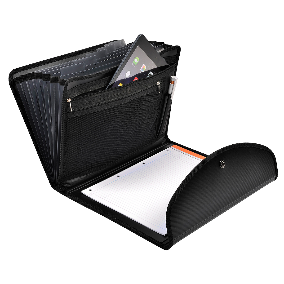 Trieur valisette 6 compartiments Exafolio A4 avec porte-bloc – Trieur conférencier - Noir - Porte-blocs et Porte-documents-4