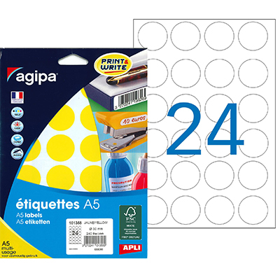 Gommettes rondes adhésives jaunes Ø 30mm - Paquet de 240 - Gommettes de couleur-1