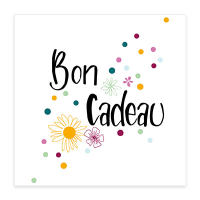 Bon cadeau pois coloré 12x12cm + enveloppe adh. - Bons cadeaux