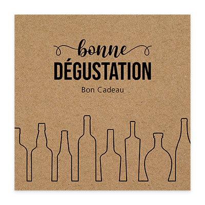 Bon cadeau kraft “Bonne dégustation” 12x12cm avec enveloppe – Paquet de 12 - Bons cadeaux