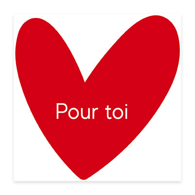 Étiquettes cadeaux adhésives forme cœur Pour toi rouge/blanc 65 x 65 mm – Paquet de 200 - Étiquettes cadeaux adhésives
