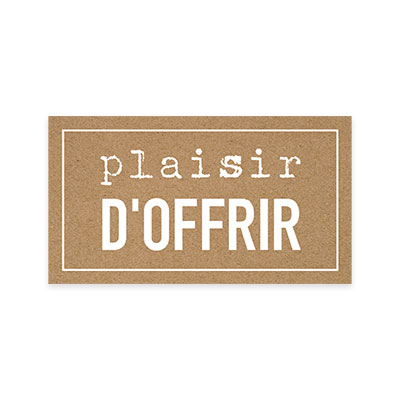 Étiquettes cadeaux adhésives rectangulaires Plaisir d’offrir brun/blanc 45 x 25 mm – Paquet de 500 - Étiquettes cadeaux adhésives