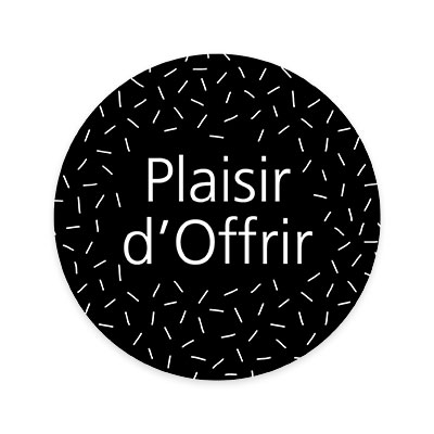 Étiquettes cadeaux adhésives rondes Plaisir d’Offrir noir/blanc ø65 mm – Paquet de 200 - Étiquettes cadeaux adhésives