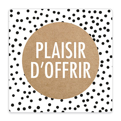 Étiquettes cadeaux adhésives carrées Plaisir d’Offrir brun/noir/blanc 35 x 35 mm – Paquet de 500 - Étiquettes cadeaux adhésives