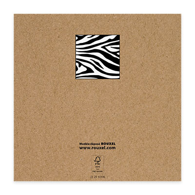 Bon cadeau zébré noir/blanc/brun 12x12cm + enveloppe adh. - Bons cadeaux-2