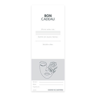 Bon cadeau visage line art & rose 12x12cm avec enveloppe – paquet de 12 - Bons cadeaux-1