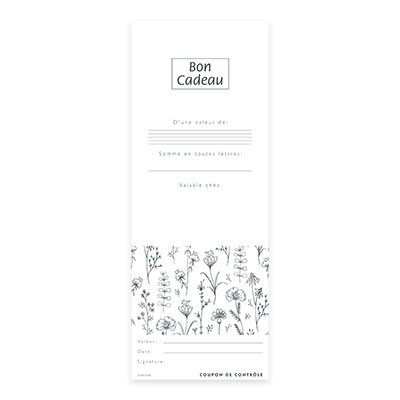 Bon cadeau fleuri brun/blanc 12x12cm + enveloppe adh. - Bons cadeaux-1