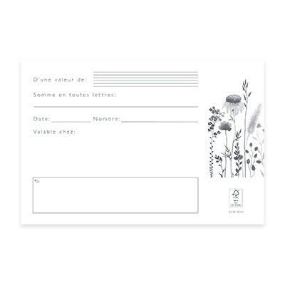 Bon cadeau fleurs champêtres 17x11,5cm avec enveloppe – Paquet de 25 - Bons cadeaux-1