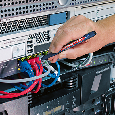 Set marqueurs de câble Edding E-8407 - 4 stylos noir / rouge / bleu / vert - pointe ronde fine 0,3mm - Marqueurs-3