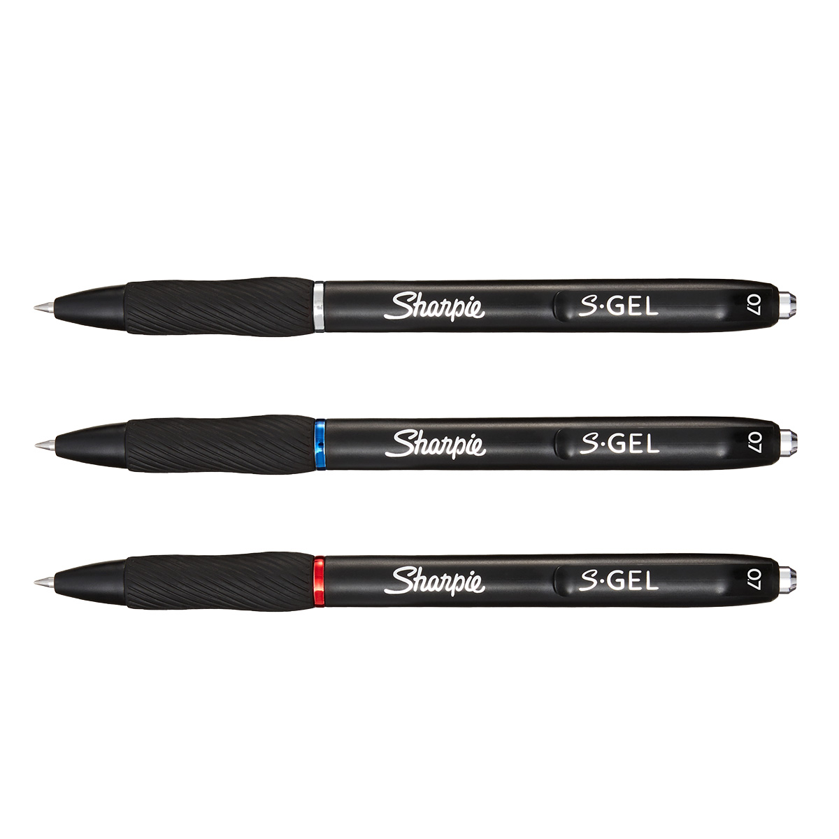 Stylos gel Noir/Bleu/Rouge Sharpie S-Gel Rétractables pointe 0.7mm - Lot de 3 - Stylos billes