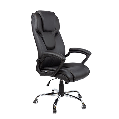 Fauteuil de bureau CHICAGO basculant centré, haut dossier, appui-tête, base métal chromé - Sièges de bureaux