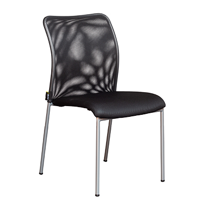 Chaise visiteur empilable Cancun – Assise nid d'abeille, dossier résille - Noir - Chaises d'intérieur