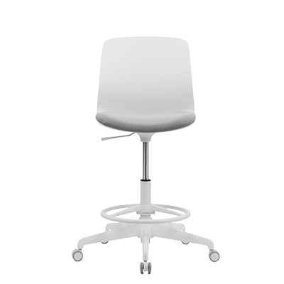 Siège assis-debout design Oslo blanc, polyuréthane, assise tissu, repose-pieds réglable, 135kg - Sièges de caisse-1