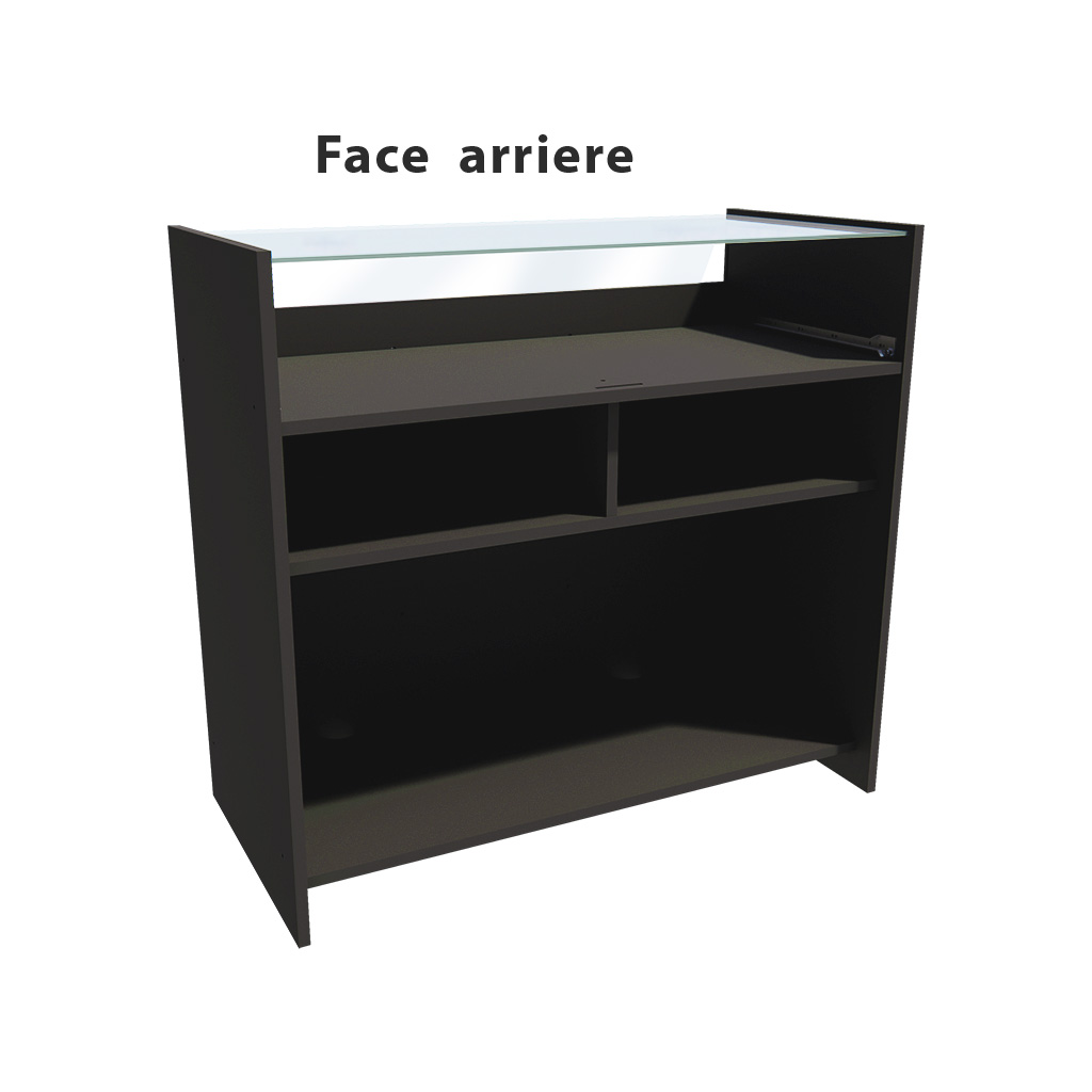 Comptoir vitrine noir 3 tablettes + 1 séparation 109,5 x 53 x H 102,5 cm - Comptoirs Boutique-1