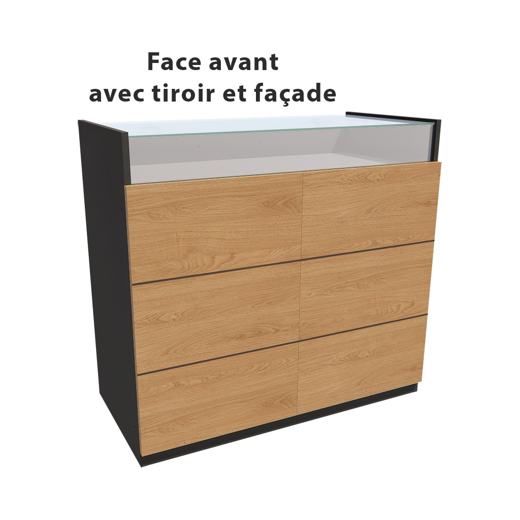Comptoir vitrine noir 3 tablettes + 1 séparation 109,5 x 53 x H 102,5 cm - Comptoirs Boutique-4