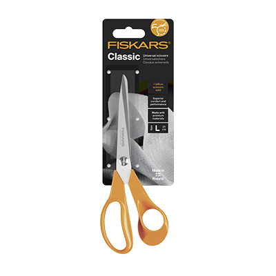 Ciseaux universels Fiskars Classic pour droitier 21cm manche orange - Ciseaux-1