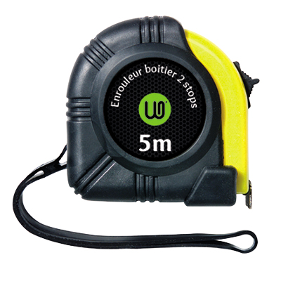 Mètre ruban 5 mètres bi-matière Wonday noir/jaune - Règles et traces lettres-1