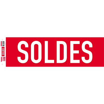 Affiche Soldes horizontale rouge / blanc 84 x 25 cm 170g/m² - Affiches Soldes